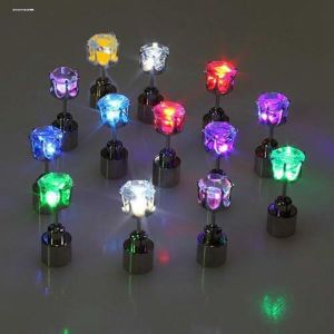LED Light Flashing Earrings Popular Nightclub Glowing Jewelry Couples Accessory Bar KTV Fashionable Ear Cuff Geometric Shape