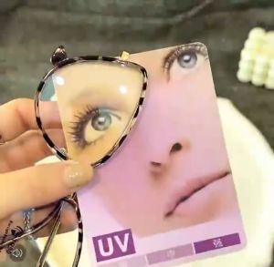 AXNAT Kacamata Lensa Photochromic 2 In 1 Anti Radiasi Wanita Pria Kacamata Bingkai Titanium Cat Eye Anti UV Photochromic KC048