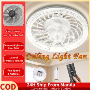 Ceiling Fan Light With Remote For Living Room 2 In 1 Ceiling Fan With Light And Remote Control Smart Fan Light 7 Blades Ceiling Fan Inverter E27 Socket Bulb Fan Modern Design Silent Chandelier Led Light Fan For Bedroom Kitchen Bathroom