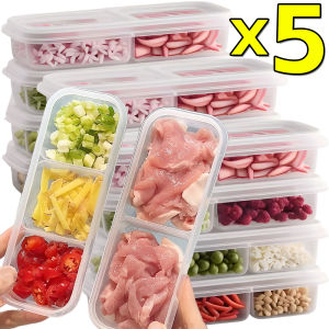 5Pcs Refrigerator Freezing Organizer Square Storage Box Food‑Grade PP Divided Airtight Freezer‑Safe Storage Box