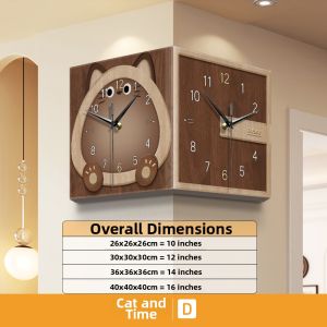YUANLAISHIWOJIA | Double-sided Corner Wood Style Wall Clock Electronic Display