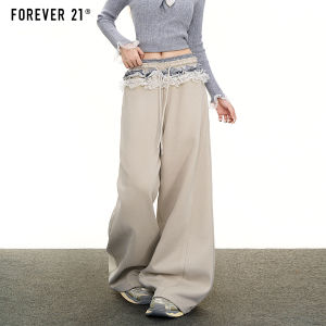 Forever 21 Unique Splicing Lace Design Wide Leg Casual Pants Women 2025 New Loose Straight Leg Sweatpants Casual Style Simple Element