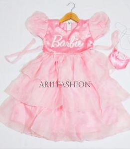 Dress Anak Perempuan Terbaru - Pakaian Anak Perempuan - Gaun Motif Barbie Anak Perempuan