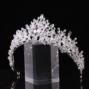 Luxury Crystal Heart Bridal Jewelry Set Rhinestone Crown Tiaras Earrings Choker Necklace Set Weddings African Beads Jewelry Sets
