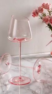 Pink Champagne Wine Glass Colourful Transparent Lead Free Cocktail Glasses Crystal Juice Drinking Cup