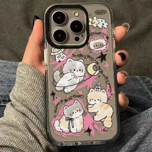 Creative Moon Cat Silicone Phone Case for iPhone 15 pro Max Anti-Fall Protection Soft Shell 13/12 Compatible with Apple 14 pro