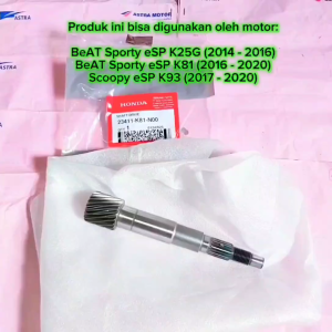 As Gardan, As Pully & Shaft Drive Beat Street New Beat ESP TH 2017-2018 23411-K81-N00 Asli Honda