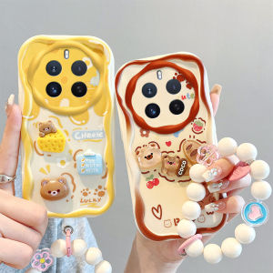 Casing Realme 12X 12+ 12 Pro + Plus 11X 11 NFC 5G 4G Phone Case New Design 3D Doll Cute Cartoon Bear Cream Silicone Lens Protection Soft Cover with Bracelet 2024