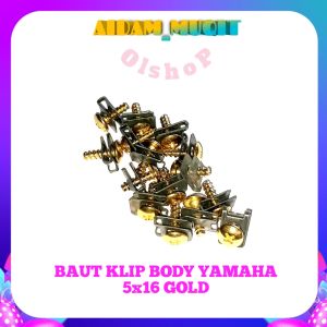 20 PCS BAUT KLIP YAMAHA GOLD BAUT KLIP MOTOR YAMAHA BAUT KLIP SKRUP BODY MOTOR YAMAHA BAUT BODY YAMAHA MIO NOUVO XRIDE JUPITER VEGA R MATIC NON MATIC UKURAN M5x16