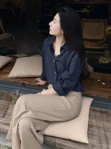 YUFUQING | French Elegant Blue Long Sleeve Shirt Women Early Autumn New Style High Sensation Casual Loose Commute Versatile Top