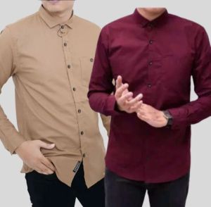 PAKET HEMAT 2PCS CUMA 50RIBU KEMEJA POLOS LENGAN PANJANG TERBARU