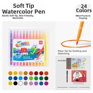 deli | Washable Soft-Tip Watercolor Pens Set Suitable for Drawing and Coloring