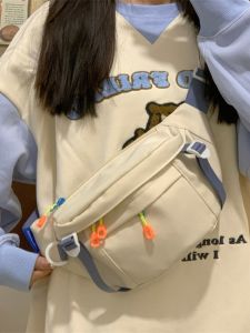 กระเป๋าคาดหน้าอกแบบสะพายข้างสำหรับผู้หญิง ความจุขนาดใหญ่ สไตล์หวานและเท่ แฟชั่นสปอร์ต กระเป๋าสะพายข้างแบบอเนกประสงค์สำหรับคู่รัก กระเป๋าสะพายข้างสไตล์ญี่ปุ่น