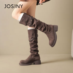 Josiny | Womens Mid-Calf Boots Chunky Heel Pudding Style Melanin Fashion