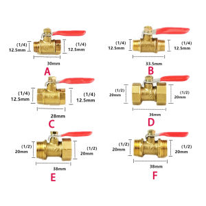 1/4" 1/2" BSP Female Male Thread Two Way Brass Pneumatic Shut Off Ball Valve Pipe Fitting Connector Coupler Adapter