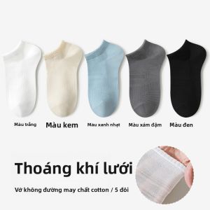 MiiOW | Tất lưới thoáng khí chống mùi kháng khuẩn MiiOW dành cho nam mùa hè 2025 Tất thuyền không rơi bằng cotton polyester polyurethane