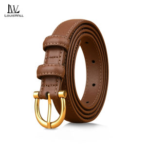 LouisWill เข็มขัดหนังผู้หญิงเข็มขัดแบบสกินนี่เข็มขัดเข็มขัดสานลำลองแฟชั่นเข็มขัดยางยืดพร้อมหัวเข็มขัดโลหะผสมสังกะสีสำหรับกางเกงยีนส์ทองตกแต่งพักผ่อนเข็มขัด