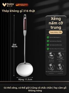 Snainy | Muôi Xào Inox 316 Thực Phẩm Tay Cầm Gỗ Dày
