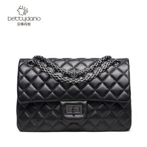Trendy Quilted Chain Strap Top Layer Cowhide Leather Handbag Womens Shoulder Crossbody Bag Soft Casual Pure Color Bags