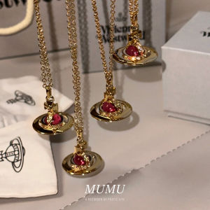 MuMu High Version Phife Blood Red Orb Saturn Medium Size Ultra Hot Planet Necklace Clavicle Chain Womens Jewelry Fashionable