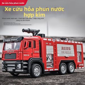 Mô Hình Xe Cứu Hỏa Hợp Kim có Thang & Tia Nước