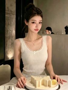 PEIXI | Trendy Bow Design Summer Lace Camisole Tank Top
