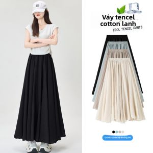 La Chapelle | Chân Váy Dạng A-Line Mỏng Nhẹ Mát Lạnh Phù Hợp Mùa Hè từ Cotton Lanh Kẻ Sọc