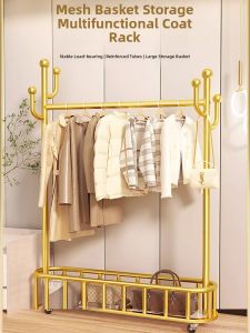 Bedroom Floor Standing Clothes Rack Luxury Multi-Function Storage Cactus Design Nordic Mobile Coat Rack Home Use Metal Art