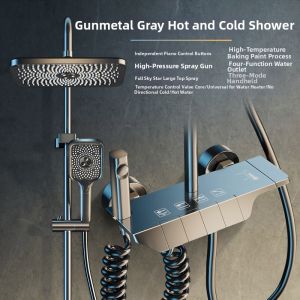 Piano Button Digital Display Constant Temperature High Pressure Shower Set