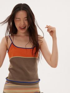 Original Color Block Pure Cotton Strap Vest Womens Inner Wear Outerwear Home Summer Cool Sweat Absorbent No Sleeve