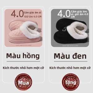 MONLEYTA | Mua một tặng một Dép lông cừu cotton cho nữ mùa thu đông 2024 Dép lông cừu ấm áp cho cặp đôi trong nhà Dép lông cừu cho nam