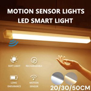 Magnetic Sensor LED Night Light TYPE-C Rechargeable Smart Wireless Brightness Adjustable Cabinet Wardrobe Bedroom Lightting 20/30/50cm