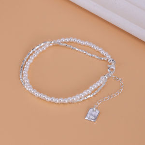 VENTFILLE Bạc 925 Vòng Tay Ngọc Trai Hai Lớp Dành Cho Nữ Thiết Kế Hạt Trang Sức Hàn Quốc Lãng Mạn Dễ Thương Dành Cho Bữa Tiệc