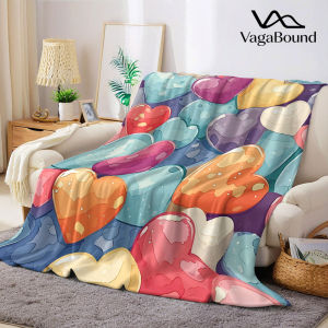 BILIBILI | Watercolor Heart Print Flannel Blanket Warm Soft Halloween Christmas Decorative Couch Warm Cozy All-Season Gift
