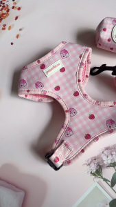 [Bundle Set] Black Polka | Red Cherry | Strawberry Milk Set - Harness + Leash OR Dog Harness + Leash + Poop Bag Holder