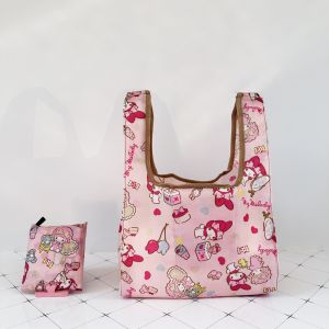 Cute Cartoon Foldable Eco-friendly Shopping Bag Mini Lunch Box Carrier Handheld Portable Student Storage Bag Nordic Style