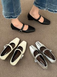 French Style Square Head Elegant Mary Jane Shoes Womens Spring 2025 New Versatile Retro Fashion Low Cut Single Shoes