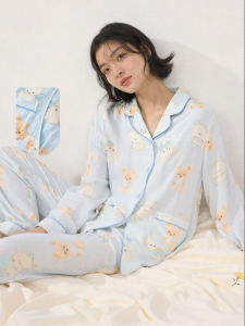 Q21 | Postpartum Nursing Sleepwear Set Bamboo Fiber Silk