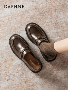 Daphne | Thick Heel Slip-on Height Increasing Loafers Brown
