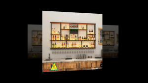 KỆ TRƯNG RƯỢU KHUNG SẮT – MẶT GỖ CÓ ĐÈN 5KRS04 - NỘI THẤT LẮP RÁP VIENDONGADV