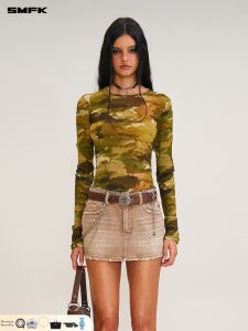 SMFK | Elastic Light Casual Retro Chinese Ink Camo Sport Long Sleeve Top