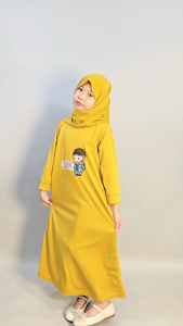 CF Kids Gamis Anak Perempuan Print DTF Cute Kids Baju Muslim