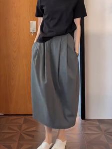 Gray Suit Skirt Skirt for Women Spring & Fall New Arrival Skirt Plus Size Slimming Slim Fit Western Style Chic Split Bud Skirt