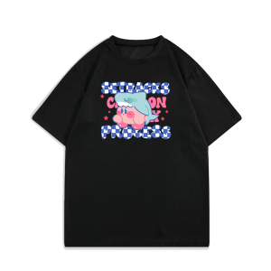 240G Pure Cotton Cartoon Fun Printing T-shirt Female Easiest for Match Half-Sleeve Pure Cotton Loose White Tops Summer New Arrival