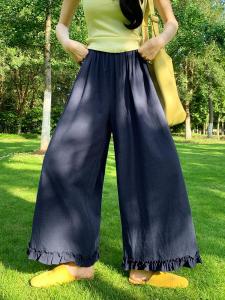 Quần Ống Rộng Cạp Cao Mùa Hè 2025 Cho Nữ Phong Cách Mới Rộng Rãi Thoải Mái Nhanh Khô Quần Ống Đứng Cỡ Nhỏ