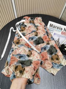 กางเกงลำลองผ้าไหมน้ำแข็งเอวสูง ทรงหลวม ทรงสลิม เอวยางยืด กางเกงขายาวทรงเก้าส่วนสำหรับผู้หญิง ฤดูร้อน 2025 กางเกงขายาวผู้หญิง