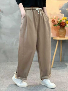 High Waist Loose Fit Casual Pants for Women plus Size Tencel Lyocell Cotton Bend Knife Pants Pure Color Carrot Pants