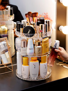 Charm Fashion Cosmetics Storage Box Transparent Rotate Dormitory Desktop Student Lipstick Acrylic Dressing Table Storage Rack