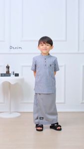 Setelan Koko Sarcel Hasan 2.0 - Atasan & Sarcel Lebaran Anak Cowok Motif Salur