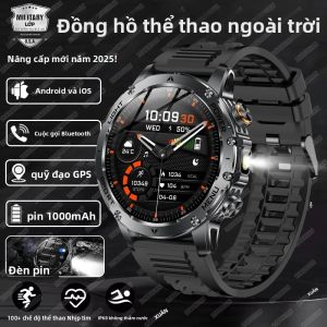 Đồng Hồ Thông Minh Thể Thao Ngoài Trời GPS Mới 2025 Dành Cho Nam Màn Hình AMOLED NFC Đèn Pin Theo Dõi Nhịp Tim Chống Nước Gọi Bluetooth Pin 1000mAh